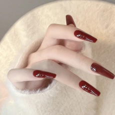 엘씨 리유저블 셀프네일팁 붙이는 인조손톱 24p, 1개, 엘씨네일팁#116_딥레드 발레리나롱