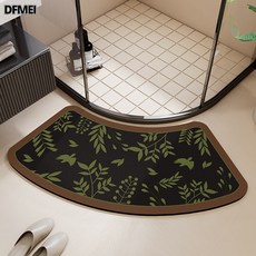 DFMEI 無印弧形浴室地墊扇形硅藻泥吸水腳墊廁所淋浴房門口圓弧防滑, 45*70cm【硅藻泥-吸水防滑】