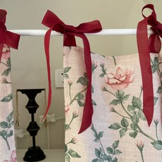 차르르커튼 창문 인테리어 자취방 가림막 그린 면 린넨 프린트 패턴 원룸꾸미기 주방