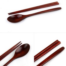 옻칠 나무 수저 세트 젓가락 숟가락 어린이 아동 학생, 1개