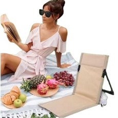 한강 피크닉 의자 캠핑용 등받이 접이식 리틀띵즈 휴대용 페스티벌 좌식 놀이동산 아웃도어, 1개, 베이지