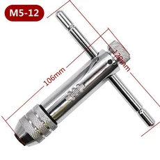호환 조정 가능한 가역 래칫 탭 렌치 T-핸들 M3-8 M5-12 탭 나사 거치대 미터법 나사 플매트 카펫 러그 기, 01 M5-M12 Wrench