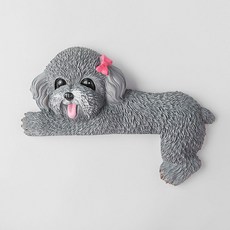 可愛狗法鬥開關裝飾墻貼保護套 現代簡約樹脂動物3D立體插座貼, 白鬍子右臥泰迪