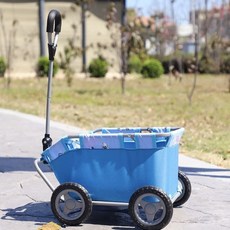 四輪玩具拉車寵物旅行可坐便攜式小拉車輕便戶外推車家用簡易, 淺藍色, 1個