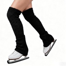 LIUHUO 성인 아동용 피겨 스케이팅 레그 워머 블랙 - 1137957