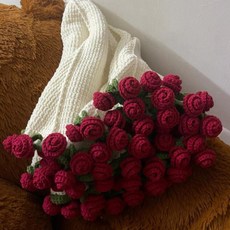 수제 장미 꽃다발 담요 만들기 뜨개질 DIY 키트 무릎담요 홈 데코 창의력 선물