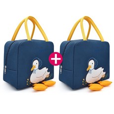 제이킨 1+1 오리 도시락 가방 보온 보냉백, 네이비+네이비