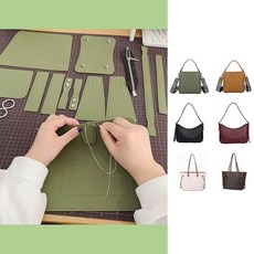 DIY 키트 가죽 가방 만들기 모음 집콕취미 토트가방 바느질 뜨기 공예키트 뜨개 핸드메이드 DIY 세트 dew+37457iF, 토트가방_카라멜