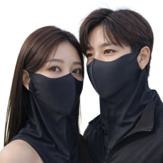 에누온드 1+1 UV 자외선 차단 스포츠 쿨 마스크 얼굴 햇빛 가리개, 1세트, 블랙+블랙