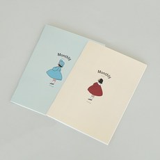 삼알 미각의요일 먼슬리 플래너 세트 만년형 스케줄러 일기장, 빨강소녀+파랑소녀, 1세트