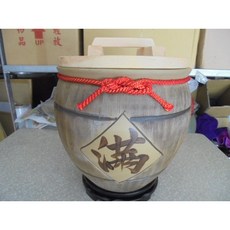 鵬宗小舖 鶯歌米甕 (20斤) - 頂級品木紋米缸，附松木蓋及紅巾繩, 1個