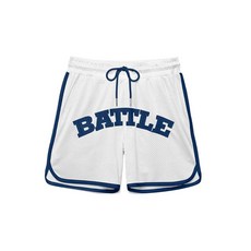 Battle Sports 퍼포먼스 메시 반바지 15.2cm(6인치) 안쪽 솔기 2개의 사이드 포켓 슬림 지퍼 백 포켓 화이트/블랙 화이트/블랙. 125162