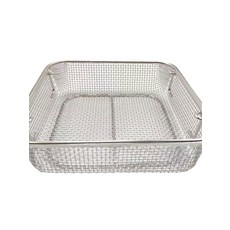 스텐바구니 소독 살균 초음파세척기바구니 스텐바스켓 채소, 길이 25cm x 너비 25cm x 높이 7cm, 기본 색상