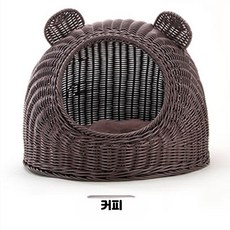 하우스 라탄 강아지집 고양이 숨숨집 소형 원형 둥지 편한관리, 1개, 복숭아색