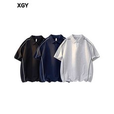 스트라이프 배색 반팔 카라 티셔츠 남성용 오버핏 폴로티 캐주얼 여름룩