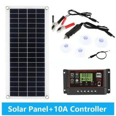 휴대용 태양광패널 20W1000W 태양 전지 패널 12V 100A 컨트롤러 전화 RV 자동차 MP3 패드 충전기 야외 배터리 공급 캠핑, 2) with 10A Controller, 2) with 10A Controller