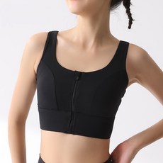 JUNNN 앞지퍼 여성 운동 요가 필라테스 노와이어 스포츠브라탑 상의