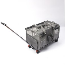 宜好購物 寵物拉桿箱 大容量 雙貓便攜外出包, 1個, 灰色拉桿箱