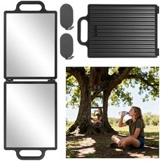 HFYZZ 손잡이가 달린 접이식 전체 길이 여행용 거울 71.9 x 24.9cm(28.3 x 9.3인치) 휴대용 비산 방지 걸이식 캠핑 메이크업 거울 RV 텐트 및 작은 공간