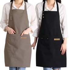 [1+1] 허블리 길이조절 다용도 포켓 방수 앞치마 카페 주방, 1세트, 애쉬브라운+블랙
