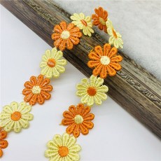 1 야드 25mm 다채로운 데이지 꽃 레이스 트림 뜨개질 웨딩 수 놓은 Diy 수제 패치 워크 바느질 용품 공예품 레이스, 02, 02, 1개