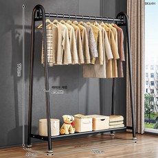심플 스탠드 행거 옷걸이 선반형 이동식 옷수납 정리 행거 침실 드레스룸 정리대, 고급블랙 120x170x 단층 수납