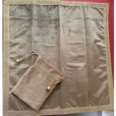 SMMS 스피리추얼 벨벳 식탁보 (그린 스몰- 46cm*46cm/18인치*18인치), 베이지