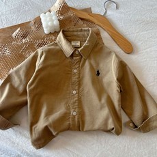 兒童襯衫春季男童長袖燈芯絨襯衣男女童翻領純色開衫