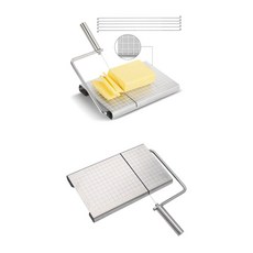 升級有刻度不銹鋼起司切片器，5切隔條設計，適用火腿、番茄、手工皂等食材分切，輕鬆料理好幫手, 1個, 不鏽鋼原色