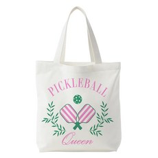 나츠노 여성용 피클볼 선물 퀸 캔버스 토트백 피클볼-화이트 머치백 단일 사이즈 452674, 재미있는 피클볼 452674