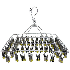 CherryGlobal 方形不鏽鋼多夾秒收衣架，襪子內衣專用，節省空間，居家晾曬好幫手, 不鏽鋼色