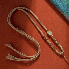 泰國佛牌繩 藏式手工編織掛繩 百搭唐卡繩, 知秋-桃木五經文, 1個