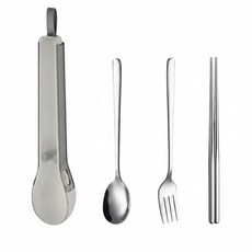 便攜式餐具組 湯匙 叉子 筷子 餐具盒, 奶油白】湯叉筷+卡扣盒, 1套