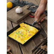 일식 나무뚜껑있는사각팬 무코팅 계란말이팬 프라이팬 사각후라이팬 무쇠팬 일반형 나무뚜껑 + 주걱+오일 붓, 일반형 단일