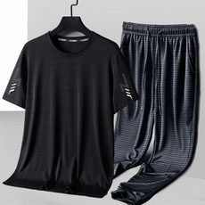 臺灣新款NEW2025夏季男運動休閒兩件套健身跑步訓練透氣冰絲涼感彈力短袖套裝