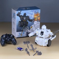 競技格鬥機器人 拳擊對戰機器人 體感格鬥雙人對戰遙控PK充電大號, 1個, 白騎士【手柄+雙武器+360度旋轉】