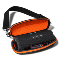 JBL FLIP7 에어뮤직 스트랩 케이스 파우치 가방, 블랙&오렌지