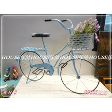 House傢飾 zakka法式田園鄉村風格復古彩繪鐵皮腳踏車花架 藍色【限量款/新發售】