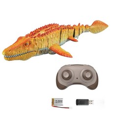 무선 조정 장난감 공룡 수중 악어 움직이는 선물 리모컨, 노란 모사 (40cm)