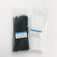 얇은 케이블타이 100pcs 블랙/화이트 thin cable tie, 블랙, 1.9x200mm, 100개