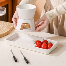 릴스베이 초코 퐁듀컵 워머 그릇세트 멜팅팟 치즈퐁듀 트레이 초콜릿 중탕, 1개, 화이트