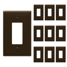 ENERLITES 데코레이터 조명 스위치 또는 콘센트 벽면 플레이트 11.4cm x 7cm 깨지지 않는 폴리카보네이트 열가소성 플라스틱 화이트 (10팩) UL 등록(88, Oversize, Brown_1 Gang