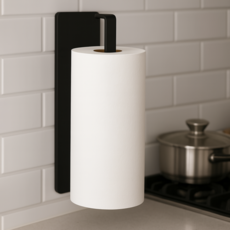 하스몰 주방 인테리어 무타공 부착식 다용도 행주 키친타올 걸이, 1개, 블랙