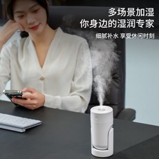 YiZE 臺灣出貨 車載桌面臥室加濕器 搖頭可調節炫彩環境夜燈 香薰 車用加濕器, 白色+香薰2+棉棒5