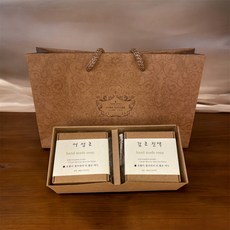 수제 비누 2구 선물 세트( 감초진액 + 어성초 ) / 천연 아로마 유황 비누 / 꽃순자연주의 세안 샤워바, 2개입, 110g