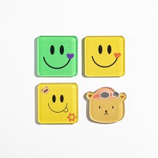 쏘이온 빅사이즈 스마일곰돌이 냉장고 현관문 인테리어 자석 마그네틱, 스마일곰돌이4p