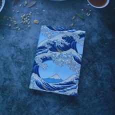 秋葉手作【富士山】書衣 書套 可調式布書衣 手工書衣, 1個, 淺藍色,B6