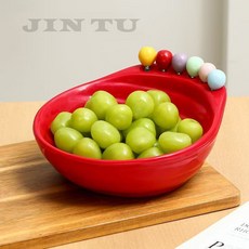 JINTU컬러 과일 접시 포크 세트, 레드, 1세트 레드, 1세트