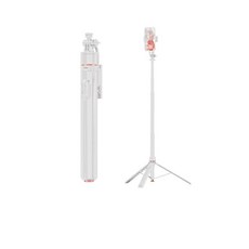 TT03 丟丟桿 跳跳桿 落地自動彈開 藍芽自拍棒 分離手機夾 桌面支架 藍牙 三腳架 自拍棒 補光燈, 白色(限時送收納袋), 1個