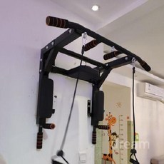 벽부착 턱걸이 봉 철봉바 풀업 운동기구 고정 풀업바 벽걸이, 1. 블랙  백레스트